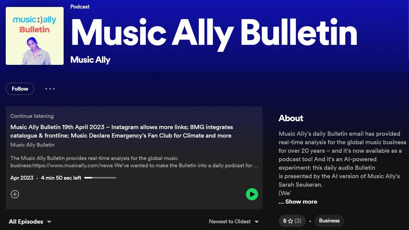 **Music Ally AI Bulletin** Podcast